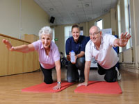 To mark Older Peopleâ€™s Day on 1 October 2010, Iris Hill (Belvoir Park) and John Kitchen (Donegal Avenue) show Anna Marshall, NI Waterâ€™s Education Officer, some keep fit moves. | NI Water News